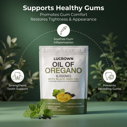 LUCROWN OREGANO & BLACK SEED OIL - FIGHTS POUCH-INDUCED GUM RECESSION