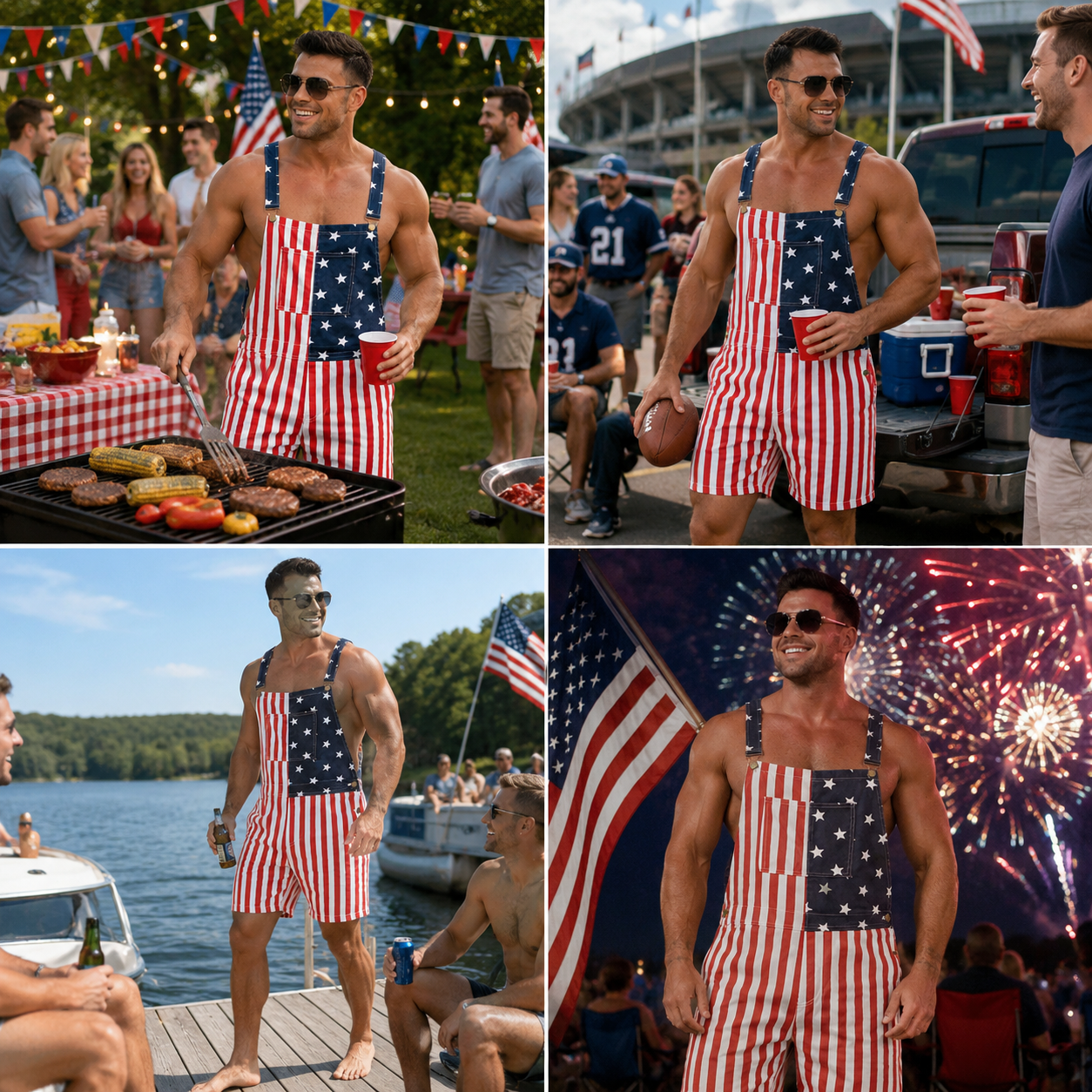 FreedomFit™ Patriotic Overalls